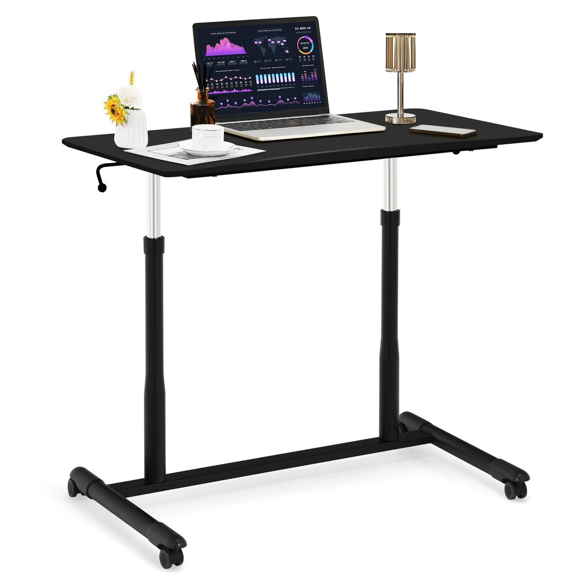 Height Adjustable Computer Desk Sit to Stand Rolling