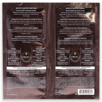 Professional Weightless Moisture Set by Macadamia Oil for Unisex - 2 x 0.34 oz Shampoo and Conditioner