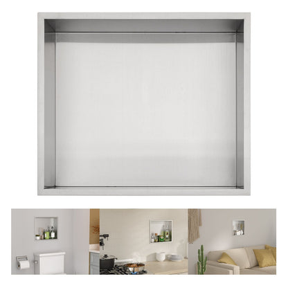 Brushed Stainless Steel Wall Shower  Niche , Double Recessed Shower Shelf for Bathroom