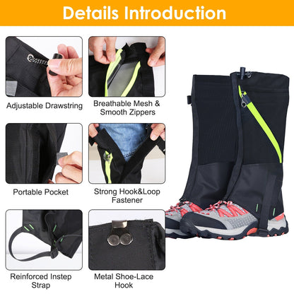 Leg Gaiters for Snow, Waterproof Leg Cover for Hiking