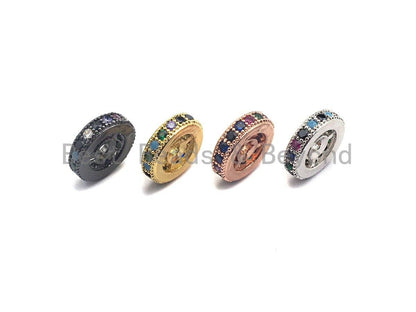 Multicolor CZ Micro Pave Wheel Spacer Beads, Cubic Zirconia Spacer beads, Bracelet spacers, 6mm/8mm/10mm,sku# C108
