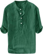 Mens Short-sleeved Loose-fit Linen Shirt