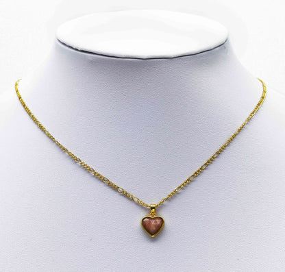 Gold Gemstone Heart Charm, Sku#LY15