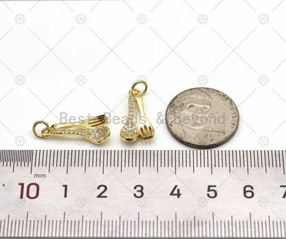 CZ Micro Pave Spoon Fork Shape Pendant, 18K Gold Filled Spoon Fork Charm, Necklace Bracelet Charm Pendant,Sku#LD166