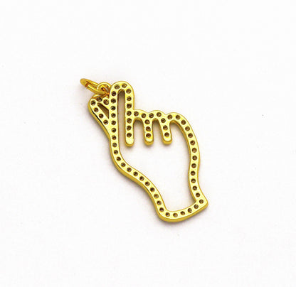 CZ Love You Gesture Charm, Sku#B201