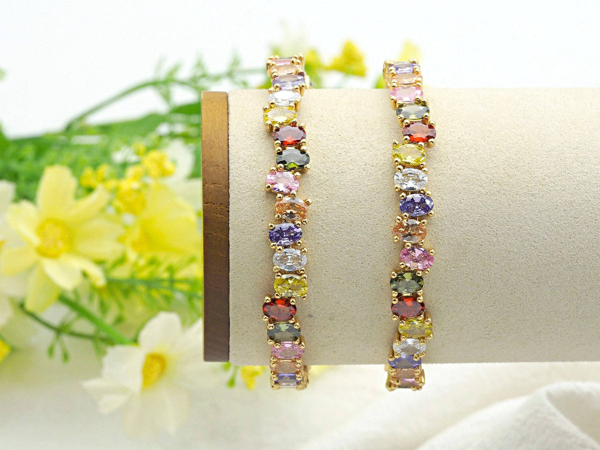 Colorful CZ Cuff Bracelet, Sku#X29