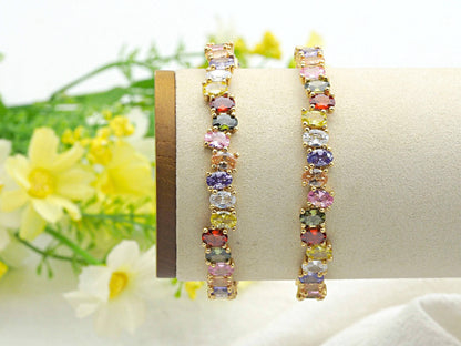 Colorful CZ Cuff Bracelet, Sku#X29