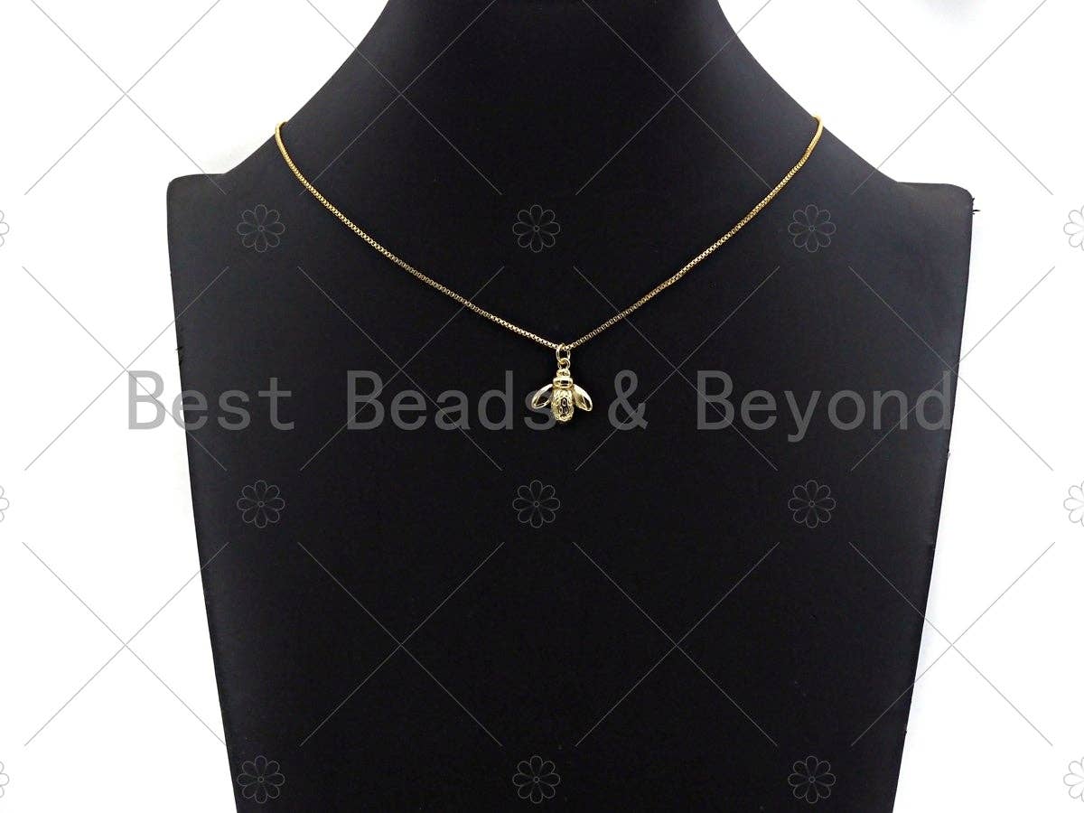 Bee Shape Pendant/Charm, Bee Cubic Zirconia Pendant, Silver/Gold Tone,15x16mm,Sku#L317