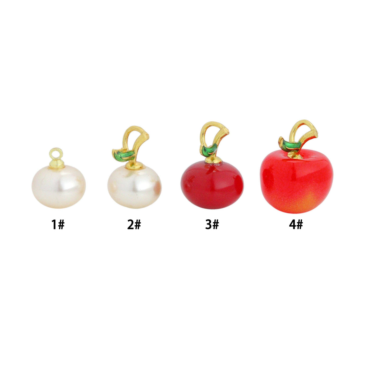 White Pearl Red Apple Charm Pendant,Sku#A489