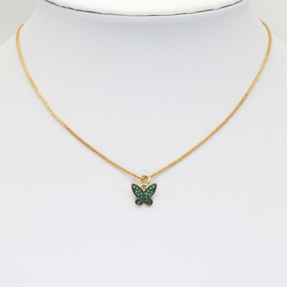 Colorful CZ Gold Butterfly Charm, Sku#LD418