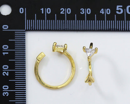 CZ Triangle Arrows Adjustable Ring, Sku#LD256
