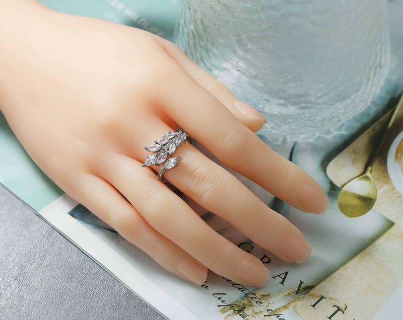 CZ Pave Leaf Ring,Sku#X289