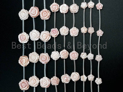 Carved Pink Rose Flower Pearl beads, T99