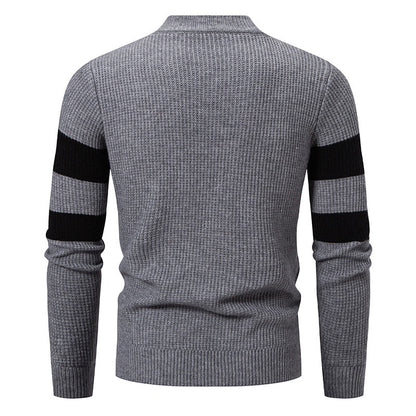 Mens Knitted Sweater With Color-block Design