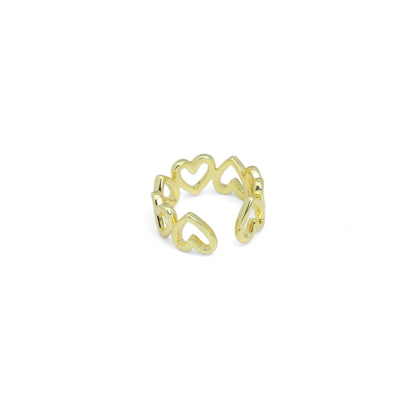 Gold Silver open Heart Adjustable Ring, Sku#A237