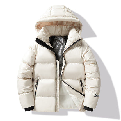 Loose-fitting Black Gold Cotton-padded Hooded Down Jacket