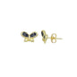 Black CZ Gold Butterfly Stud Earrings, Sku#LK1011