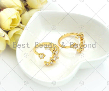 CZ Moon Star Open Ring, Sku#LD39