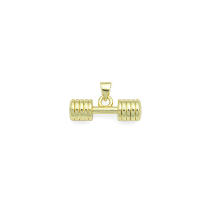 Gold Dumbell Charm Pendant, Sku#Lk1108