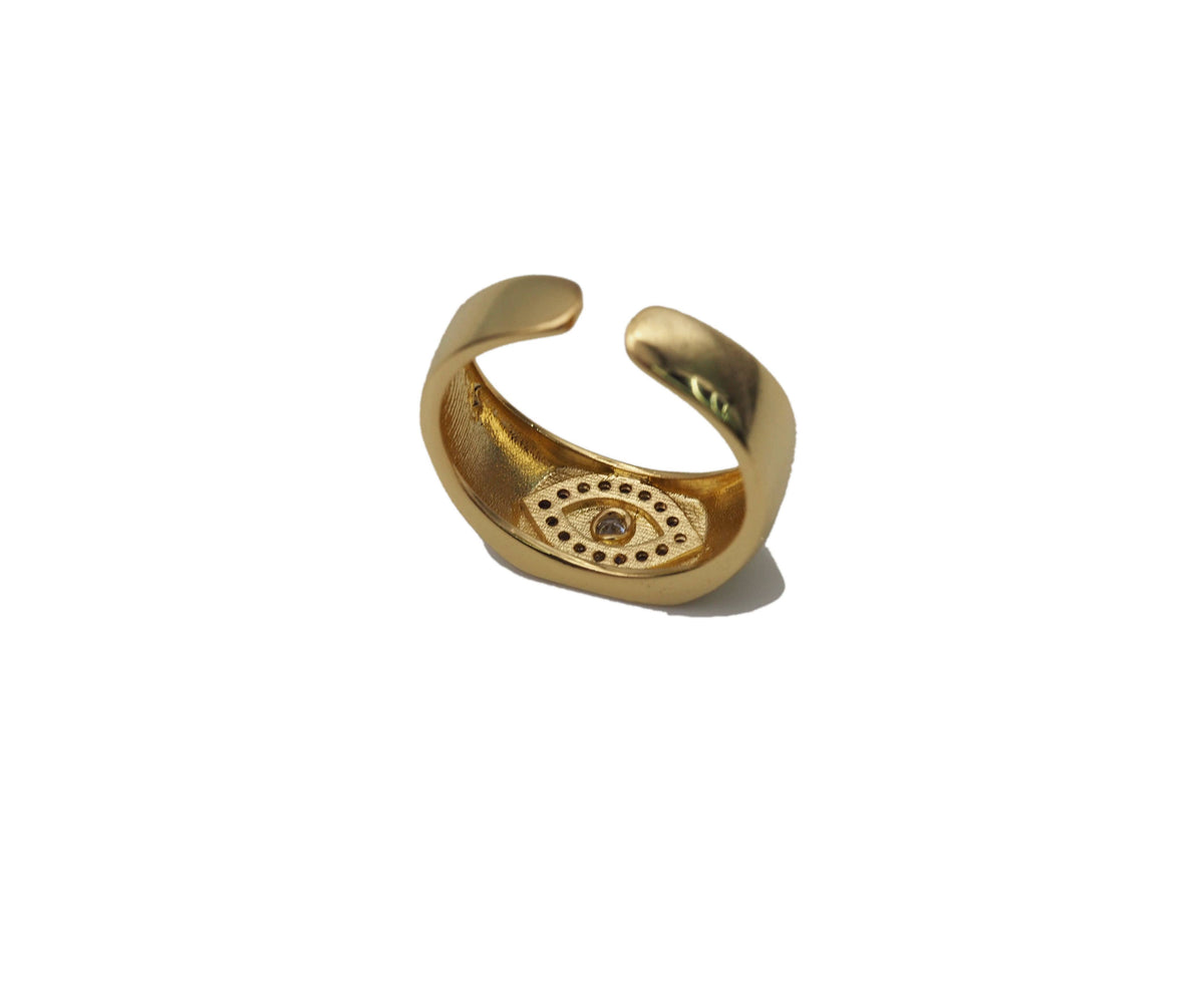 Gold Filled Brass Signet Evil Eye Ring