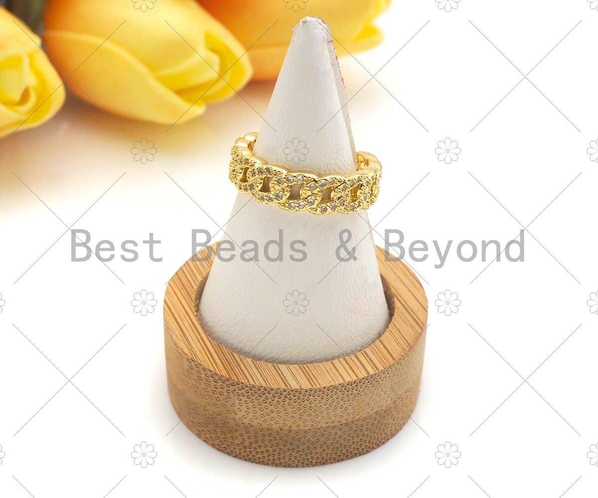 CZ Chain Link Adjustable Ring, Sku#LD41