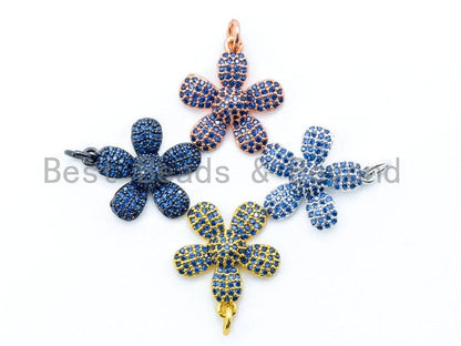 16mm CZ Cobalt Blue Micro Pave Daisy Flower Pendant,sku#L84