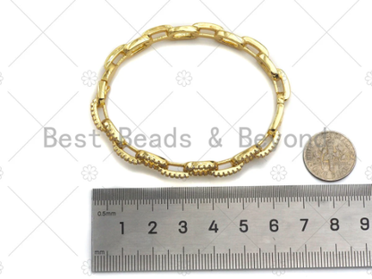 CZ Micro Pave Paper Clip Link Chain Bracelets, sku#LK102