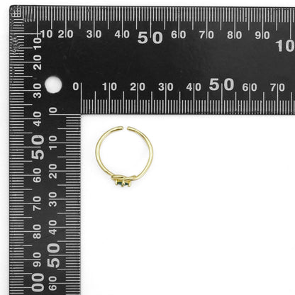 Gold Green CZ Knotted Heart Adjustable Ring, Sku#LK876