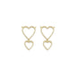 Gold CZ Twin Heart Necklace Connector Charm, Sku#LK881
