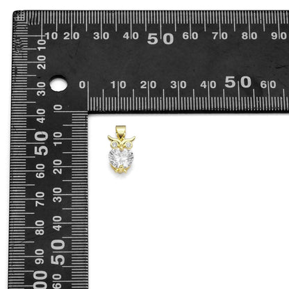 Gold Big Clear CZ Owl Charm, Sku#LK866