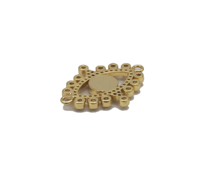 Gold CZ Enamel Evil Eye Connector, Sku#LD329