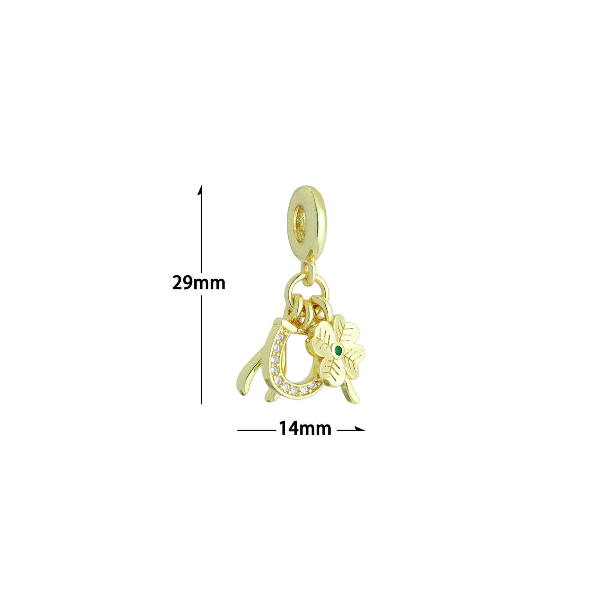 Flower Horseshoe Wishbone Charm Pendant,Sku#LD721