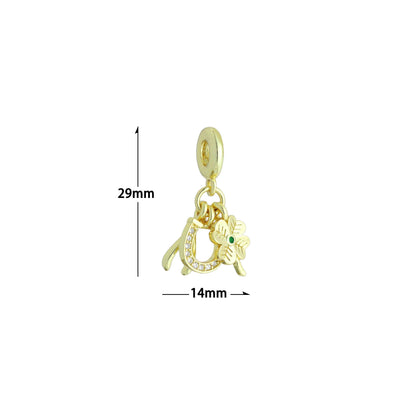 Flower Horseshoe Wishbone Charm Pendant,Sku#LD721
