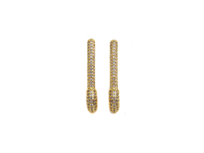 CZ Pave Safety Pin Dangle Earrings, X150