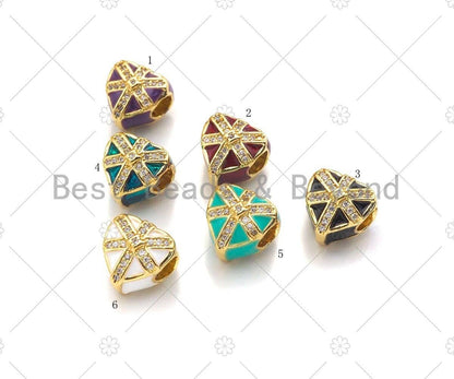 Enamel Colorful Heart Shape Gift Box Spacer Beads,  Christma