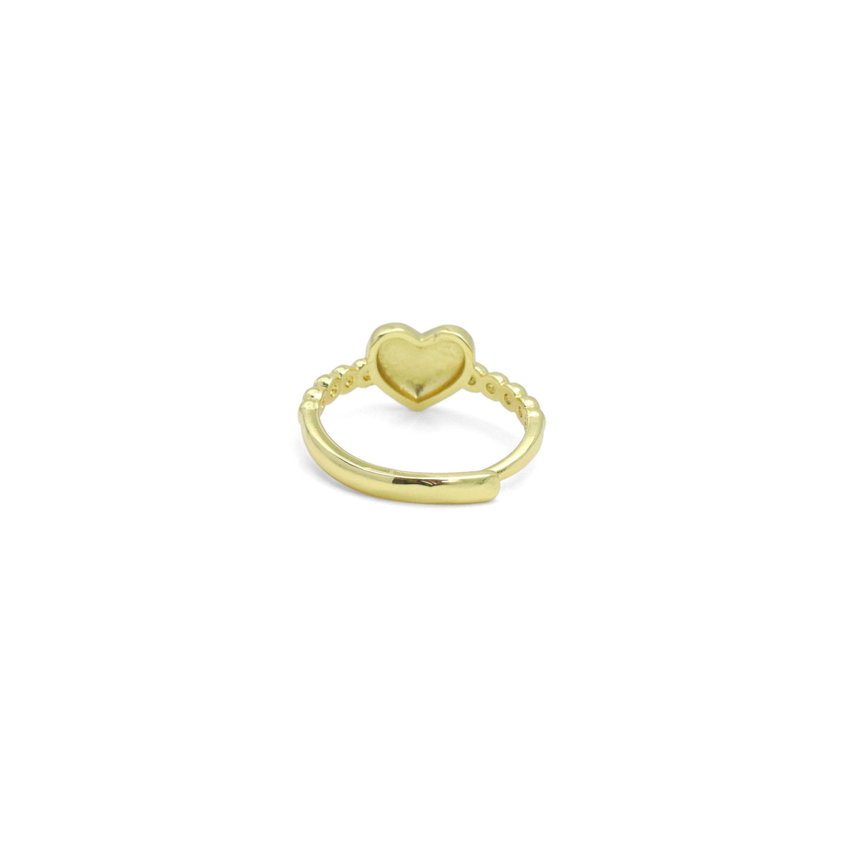 Gold Puffy Heart Hammered Thin Adjustable Ring, Sku#LD651c
