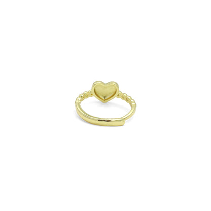 Gold Puffy Heart Hammered Thin Adjustable Ring, Sku#LD651c