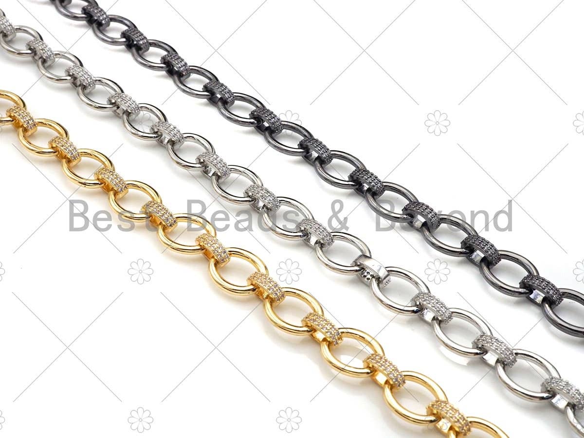 11x14mm High Quality Micro Pave Chain, Oval Link Statement, M378