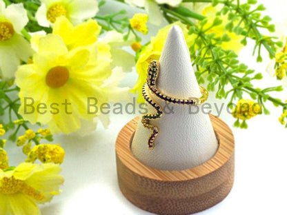 Colorful CZ  Snake Shape Ring, Sku#X42