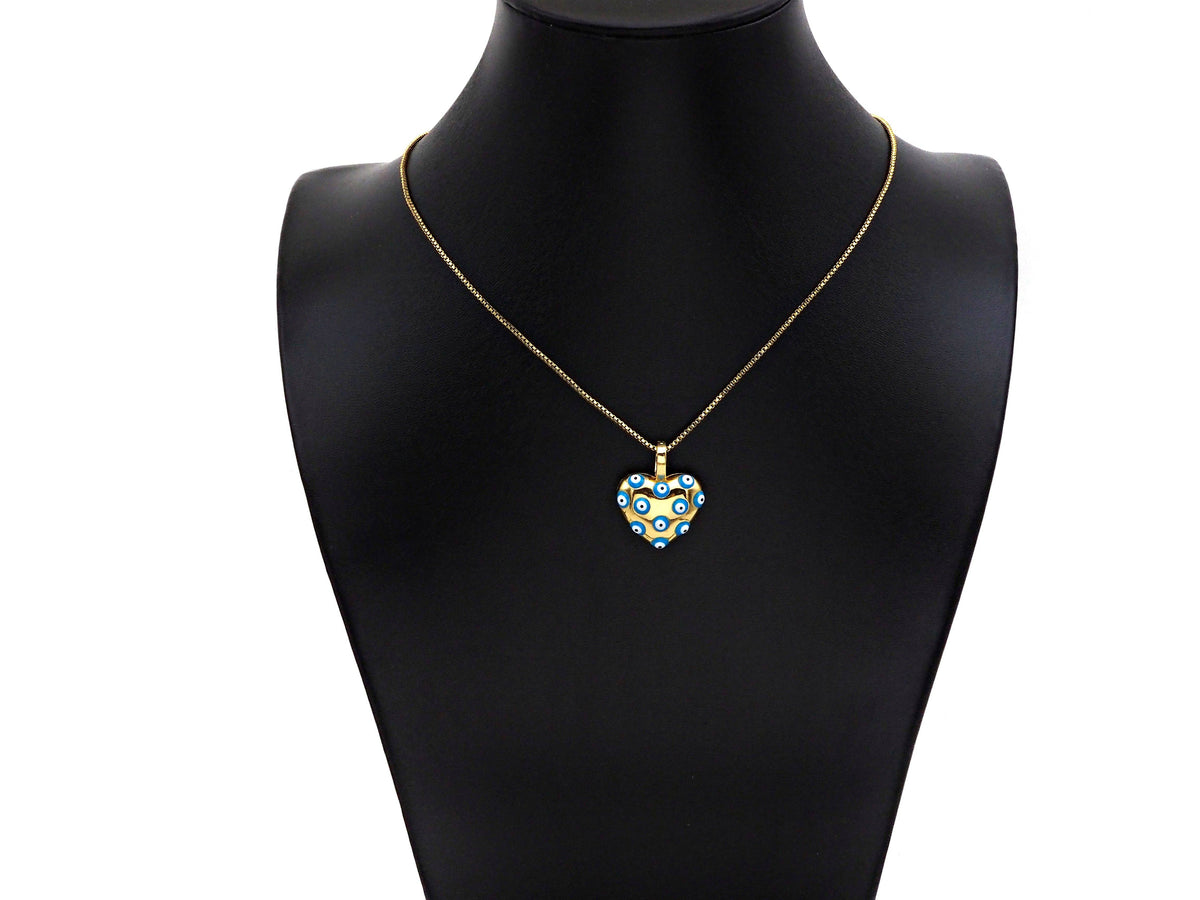 Gold Enamel Evil Eye On Heart Charm, Sku#L497