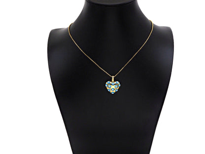Gold Enamel Evil Eye On Heart Charm, Sku#L497