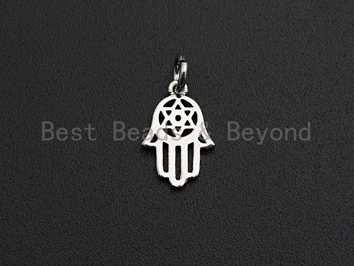 Hollow Out Hamsa Hand Shaped Pendant/Charm, Cubic Zirconia P