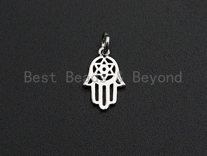 Hollow Out Hamsa Hand Shaped Pendant/Charm, Cubic Zirconia P
