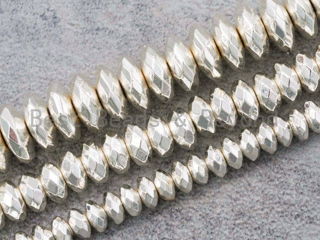 Bright Silver Hematite-2x3/2x4/3x6/3x8/6x10mm Rondelle Smooth /Faceted , SKU#S3