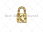 18K Dainty Gold Padlock with CZ Micro Pave Moon and Star, Padlock Charm, Lock Charm, 8x13mm, Sku#LK29