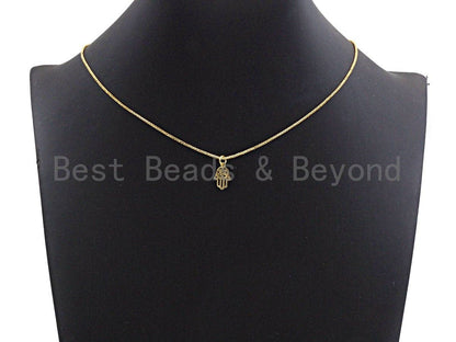 Hollow Out Hamsa Hand Shaped Pendant/Charm, Cubic Zirconia P