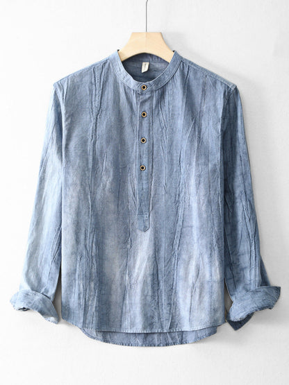 New Mens Ramie Minimalist Casual Shirt
