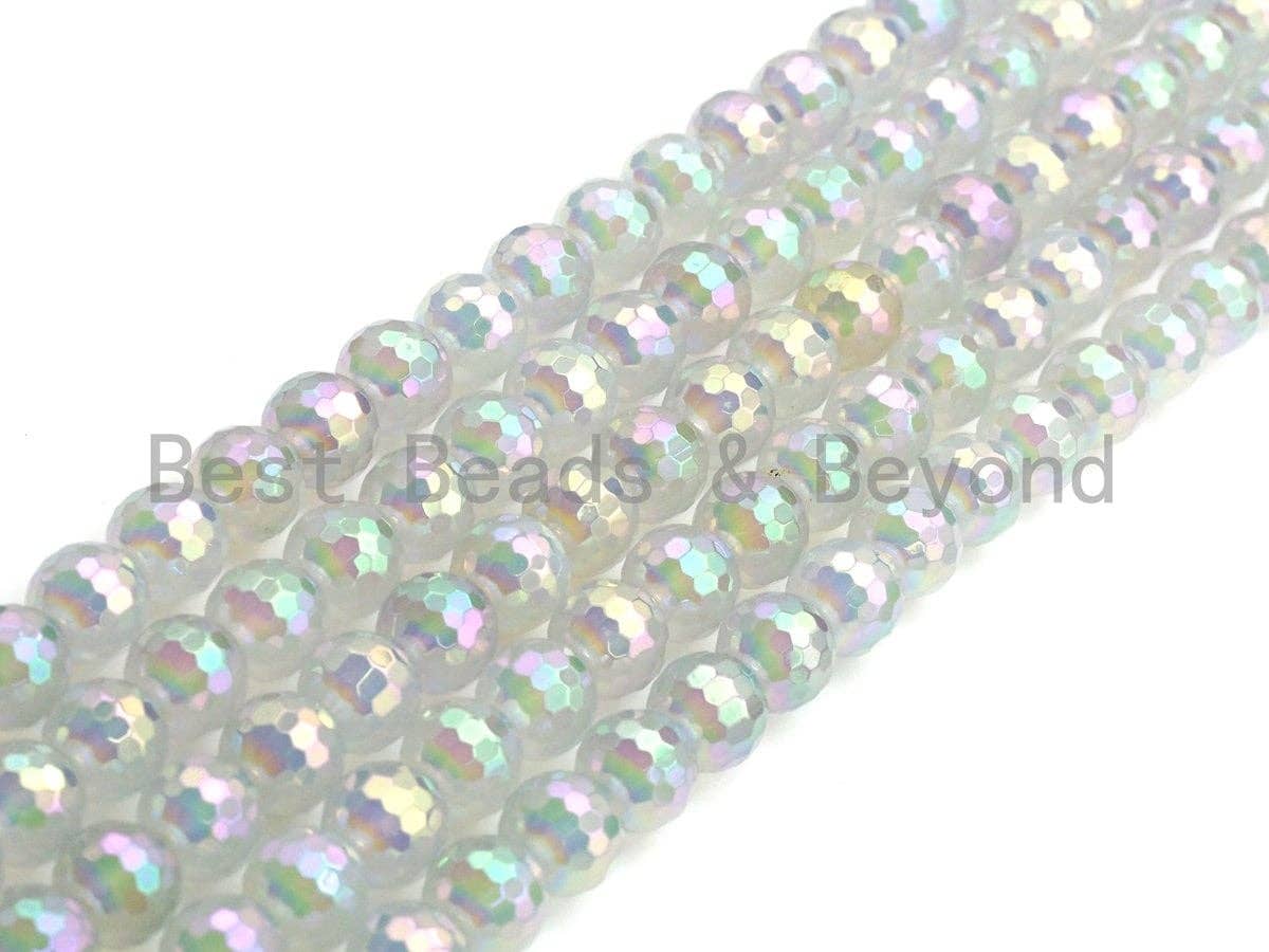 Mystic Plated Rainbow White Agate Beads, Sku#UA59