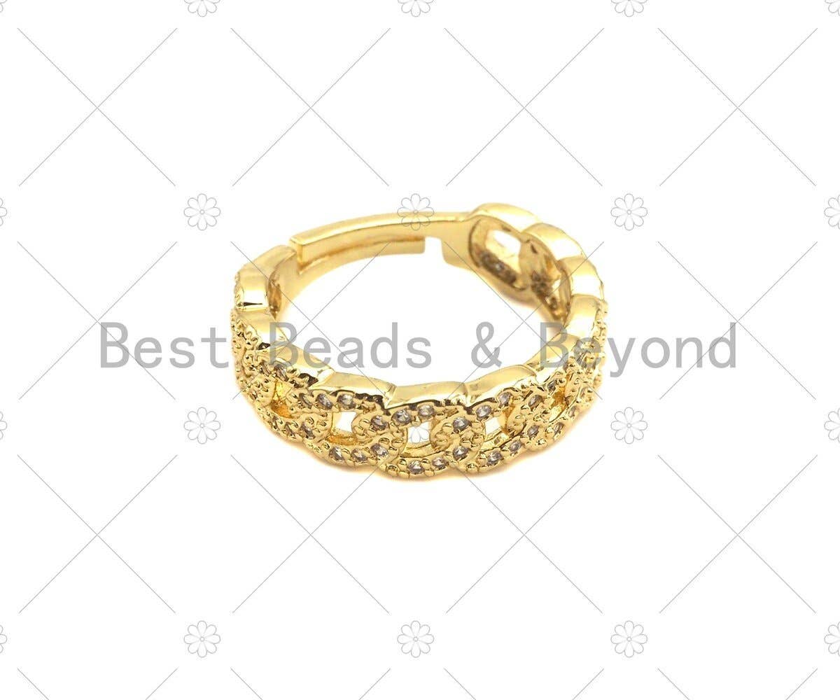 CZ Chain Link Adjustable Ring, Sku#LD41