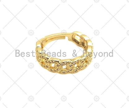CZ Chain Link Adjustable Ring, Sku#LD41